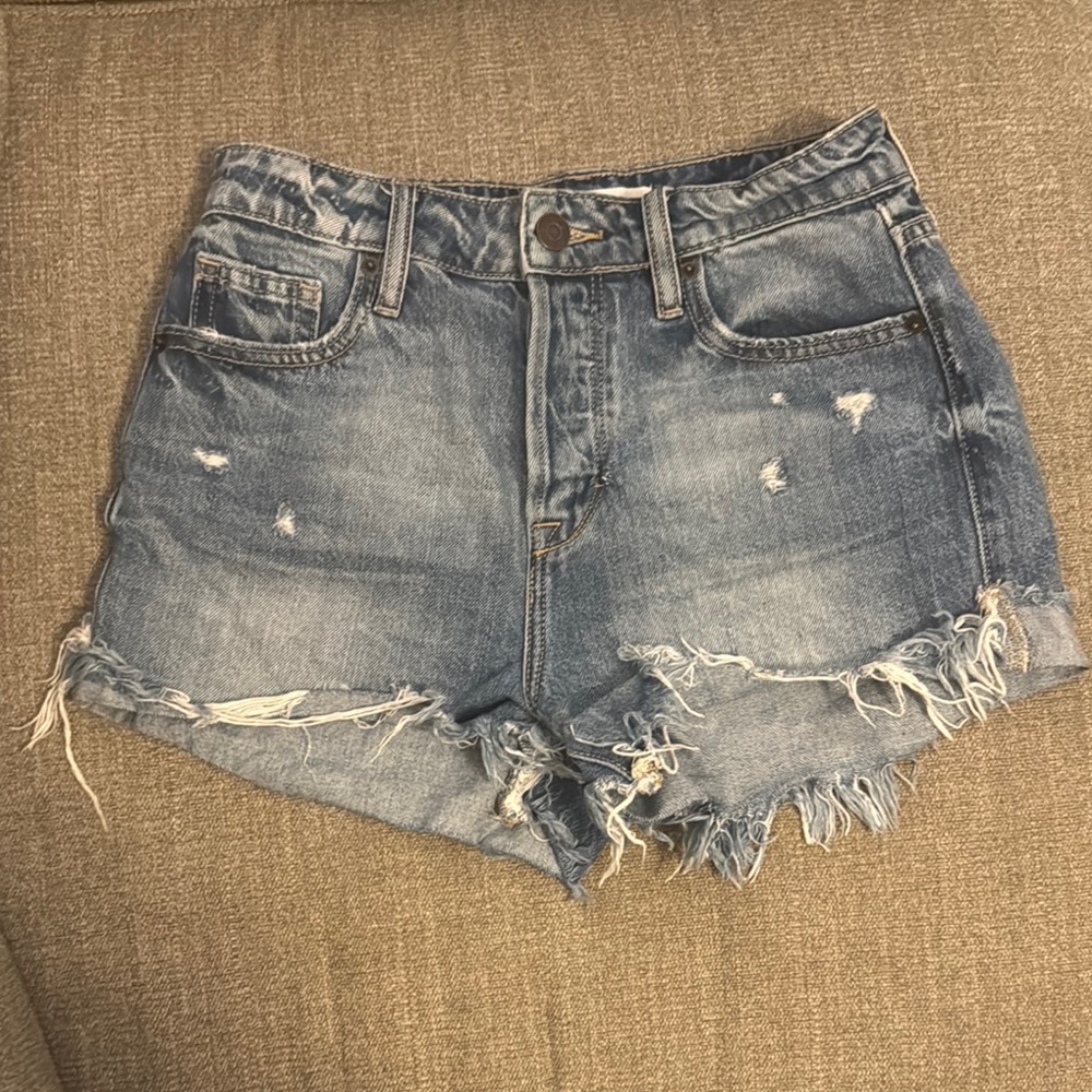 Distressed Light Blue Denim Jean Shorts